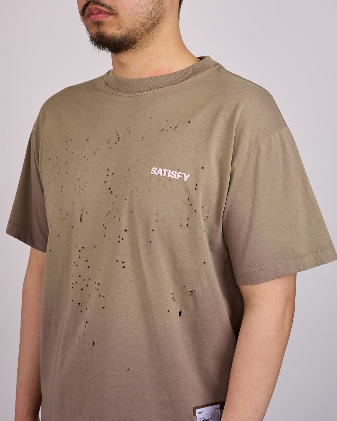 SATISFY MothTech Small Logo T-Shirt Sun Bleached Falcon