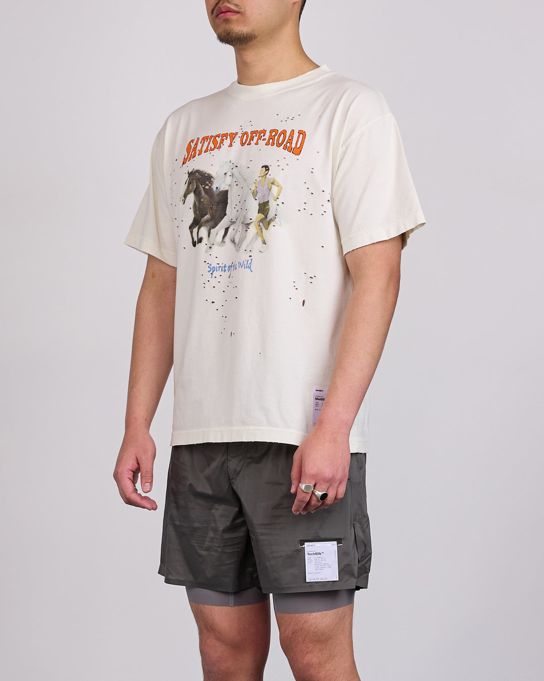 SATISFY MothTech Spirit Graphic T-Shirt Off White