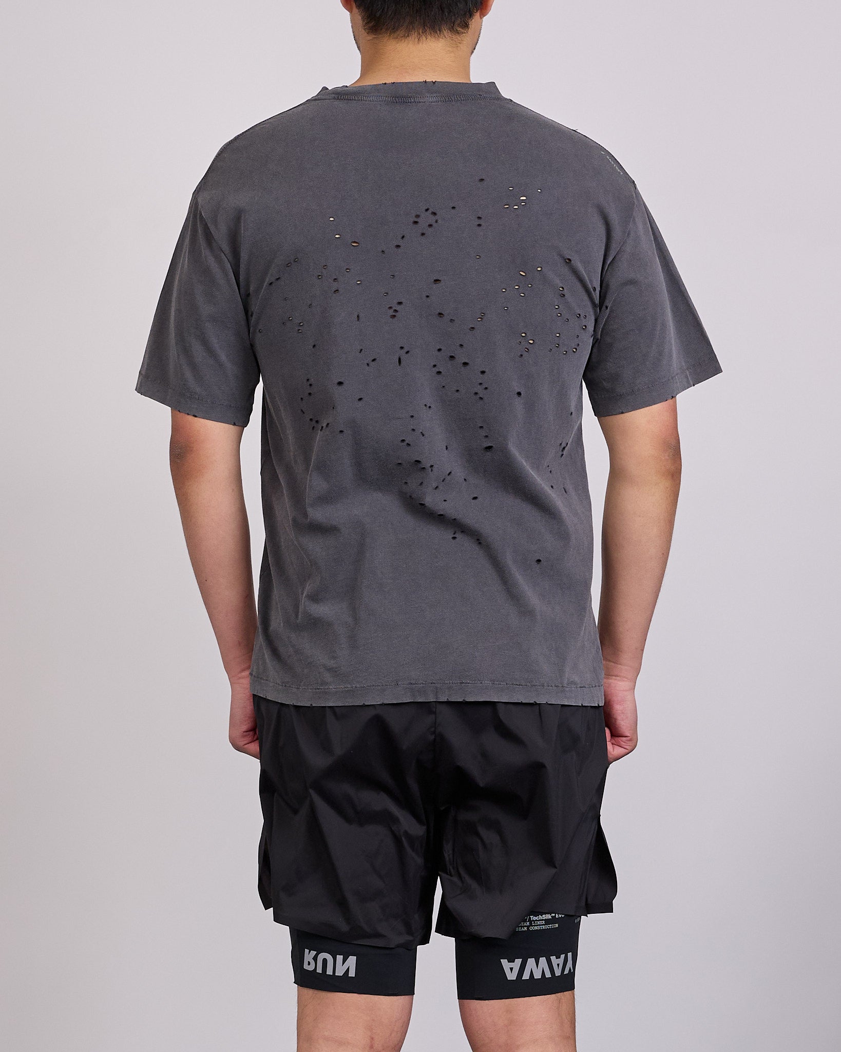 SATISFY MothTech T-Shirt Running Logo Aged Black – LESS 17