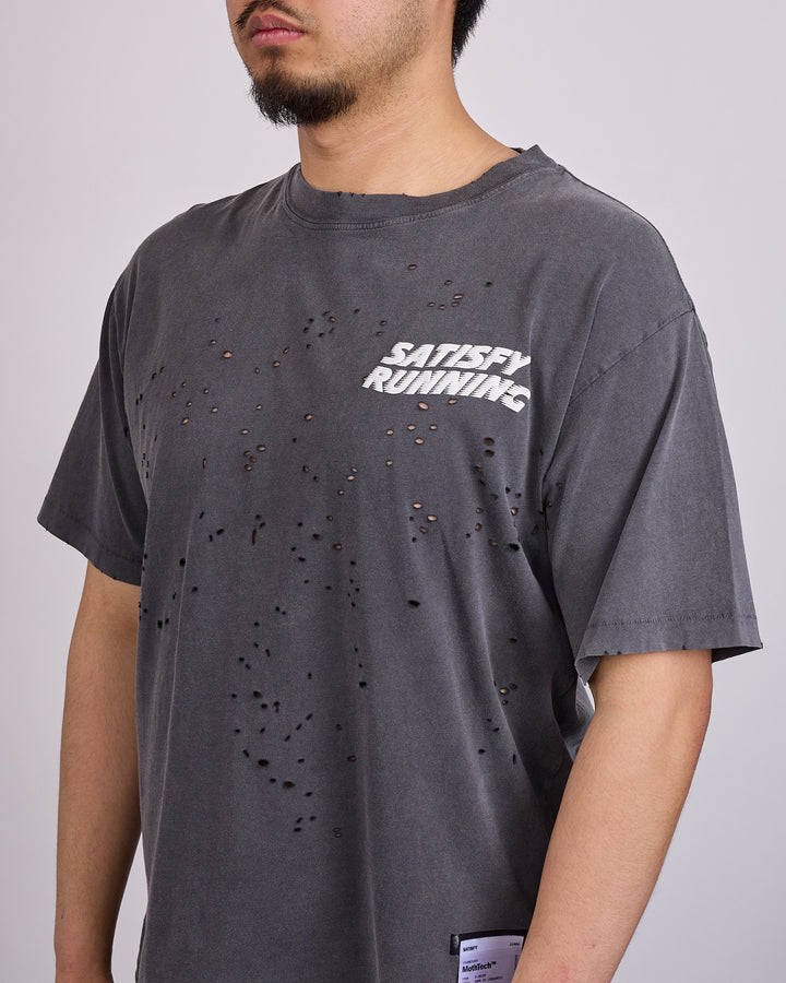 SATISFY MothTech T-Shirt Running Logo Aged Black
