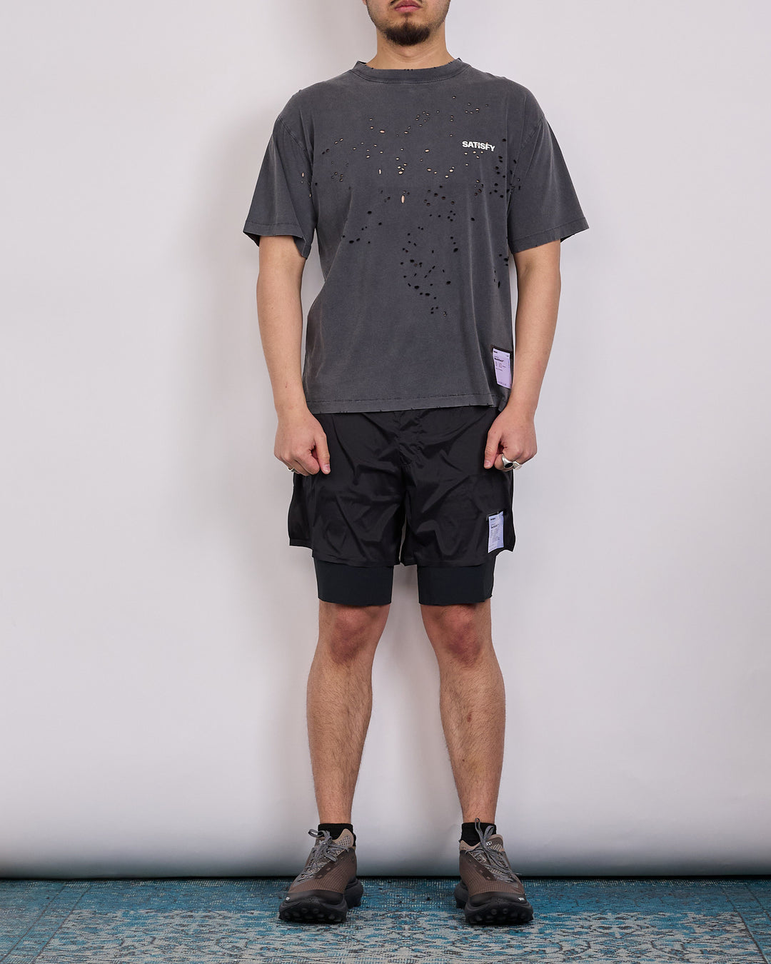 SATISFY MothTech T-Shirt Small Logo Aged Black