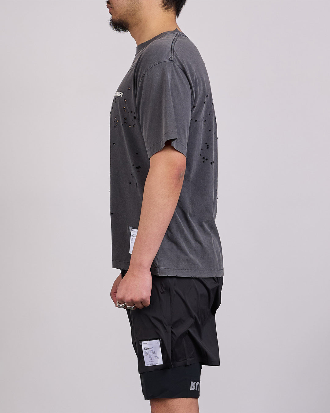 SATISFY MothTech T-Shirt Small Logo Aged Black