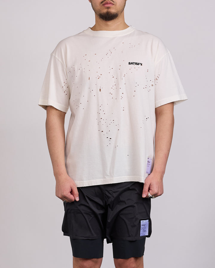 SATISFY MothTech T-Shirt Small Logo Off-White