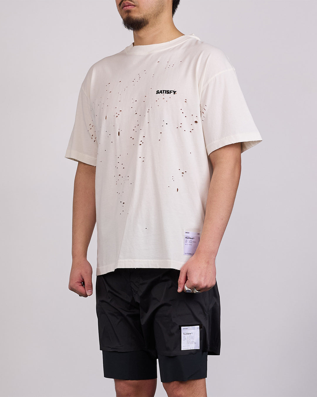 SATISFY MothTech T-Shirt Small Logo Off-White
