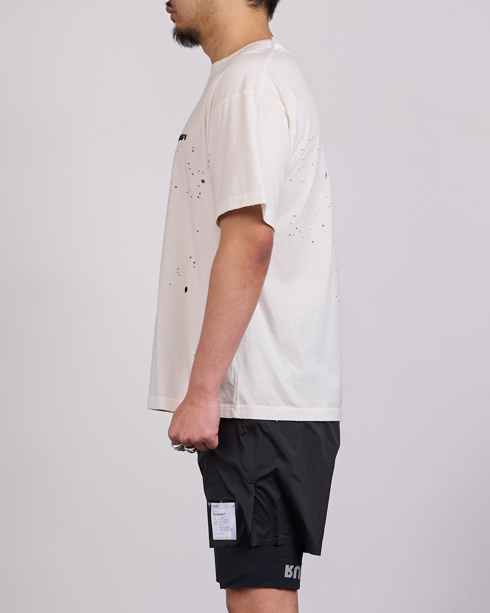 SATISFY MothTech T-Shirt Small Logo Off-White – LESS 17