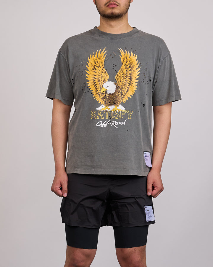 SATISFY MothTech Yellow Eagle T-Shirt Faded Black