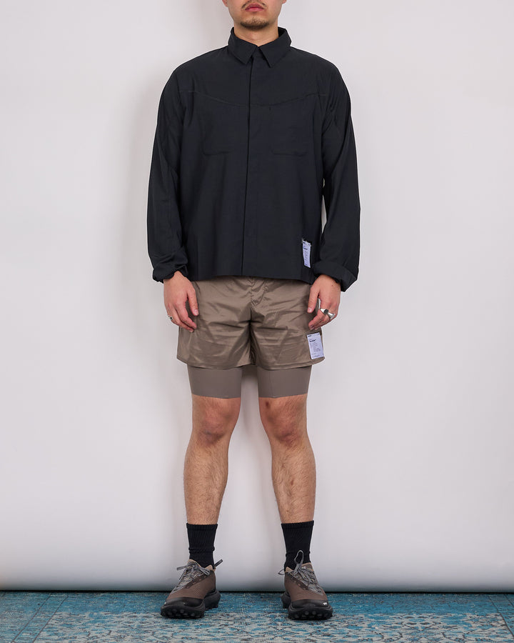 SATISFY PeaceShell River Snap Long Sleeve Shirt Black