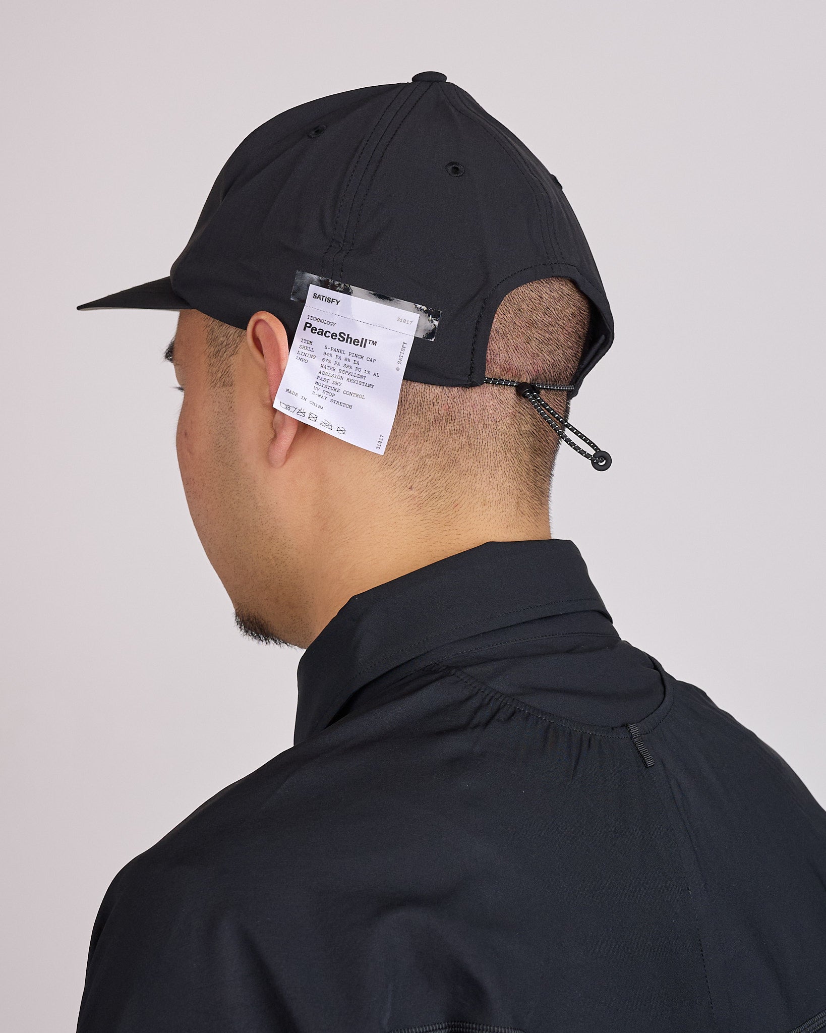 SATISFY PeaceShell Wordmark Logo 5-Panel Pinch Cap Black – LESS 17