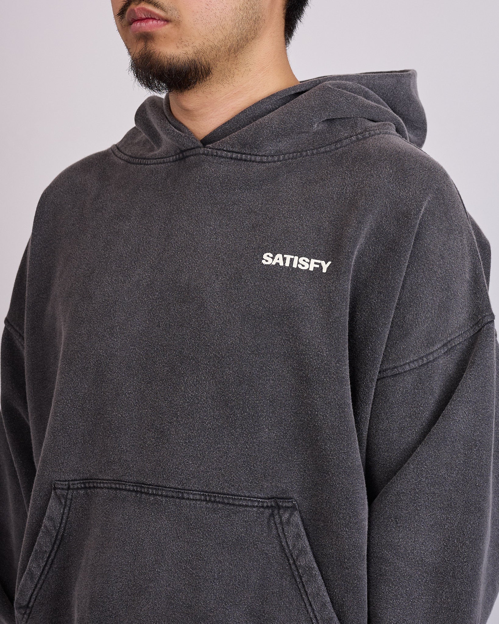 SATISFY SoftCell Hoodie Small Logo Aged Black – LESS 17