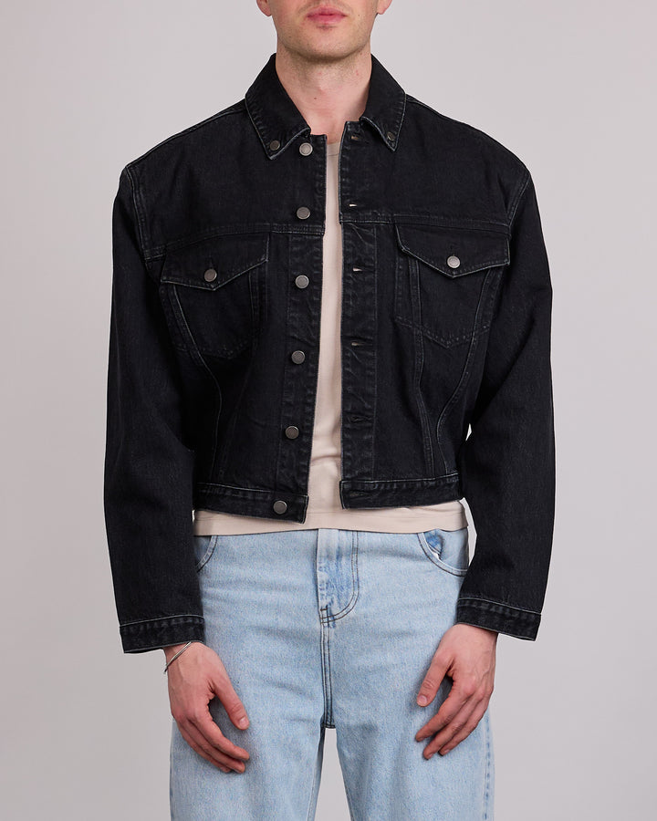 Entire Studios Main Shrunken Denim Jacket Magnetite