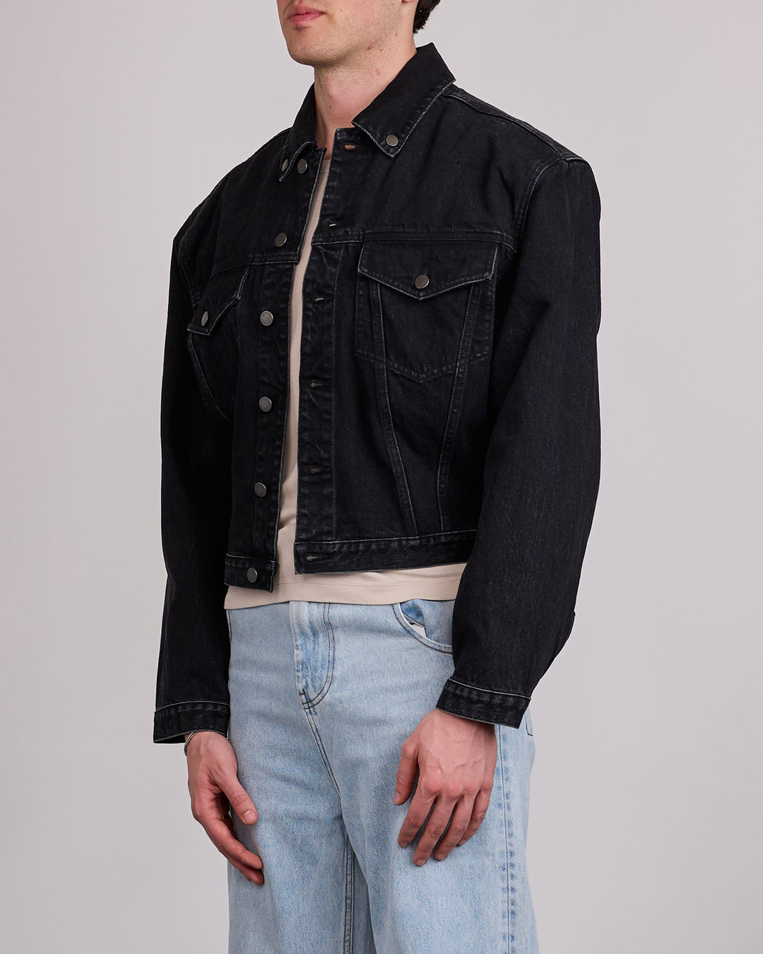 Entire Studios Main Shrunken Denim Jacket Magnetite
