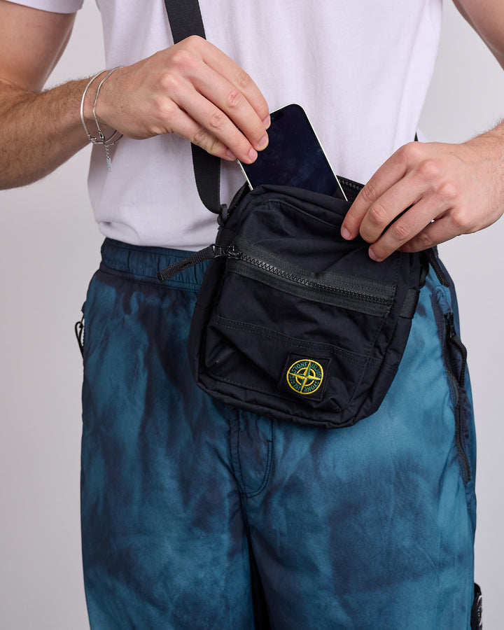 Stone Island Aluminum Tela Side Bag Black