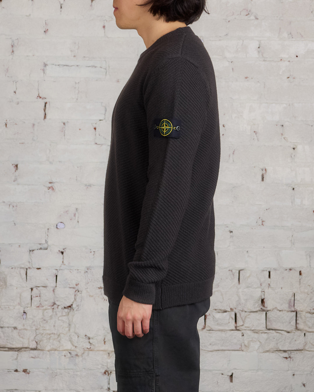 Stone Island Badge Knit Sweater Lead Grey