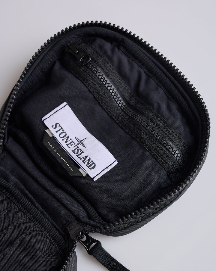 Stone Island Coated Cotton Zip Pouch Black