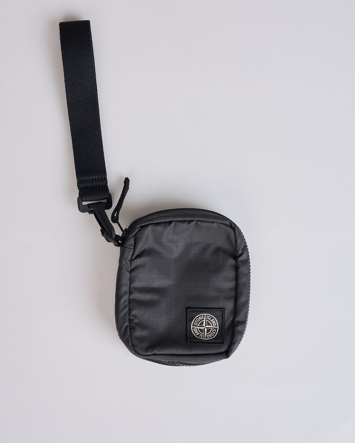 Stone Island Coated Cotton Zip Pouch Black