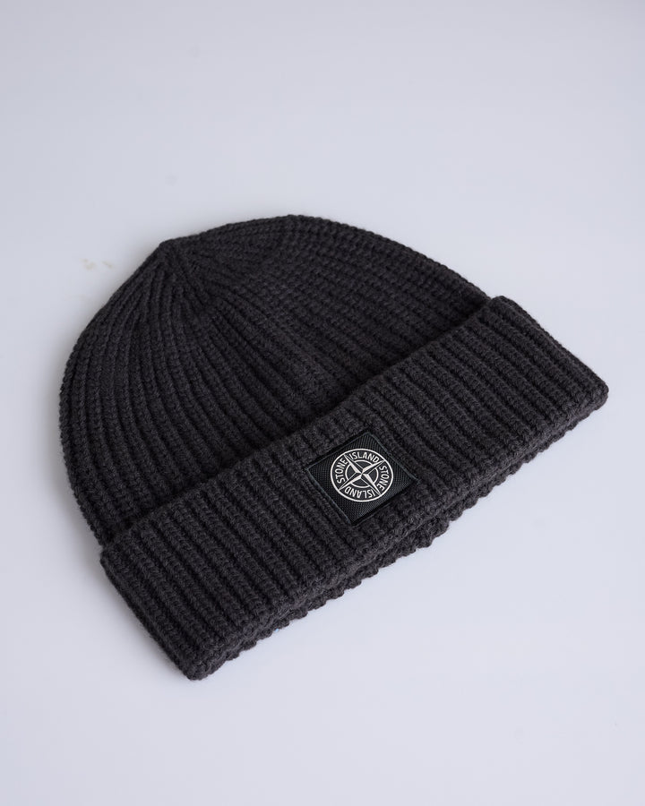 Stone Island Compass Patch Geelong Beanie Lead Grey