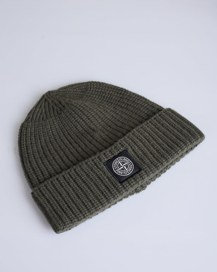 Stone Island Compass Patch Geelong Beanie Musk