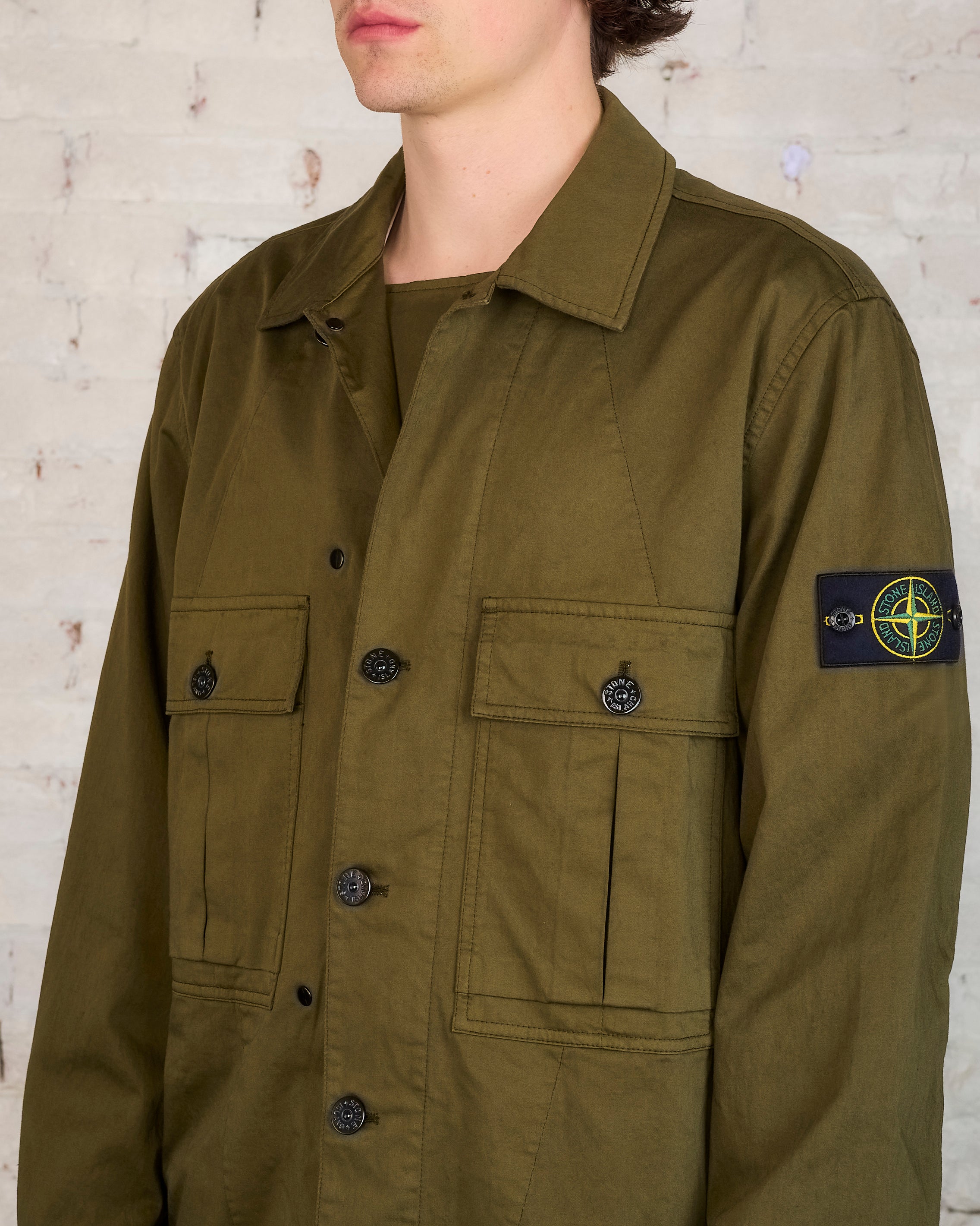 Stone island outlet overshirt military green