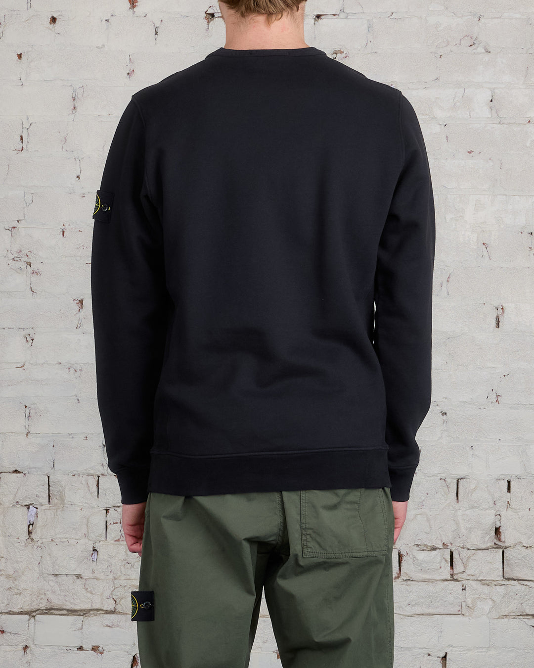 Stone Island Cotton Brush Fleece Crewneck Black