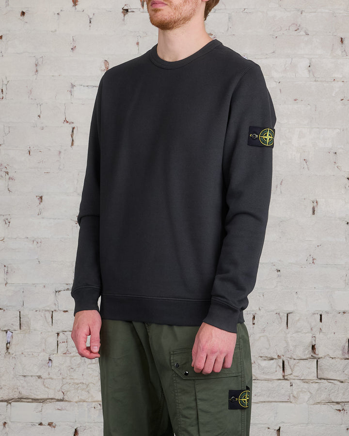 Stone Island Cotton Brush Fleece Crewneck Lead Grey