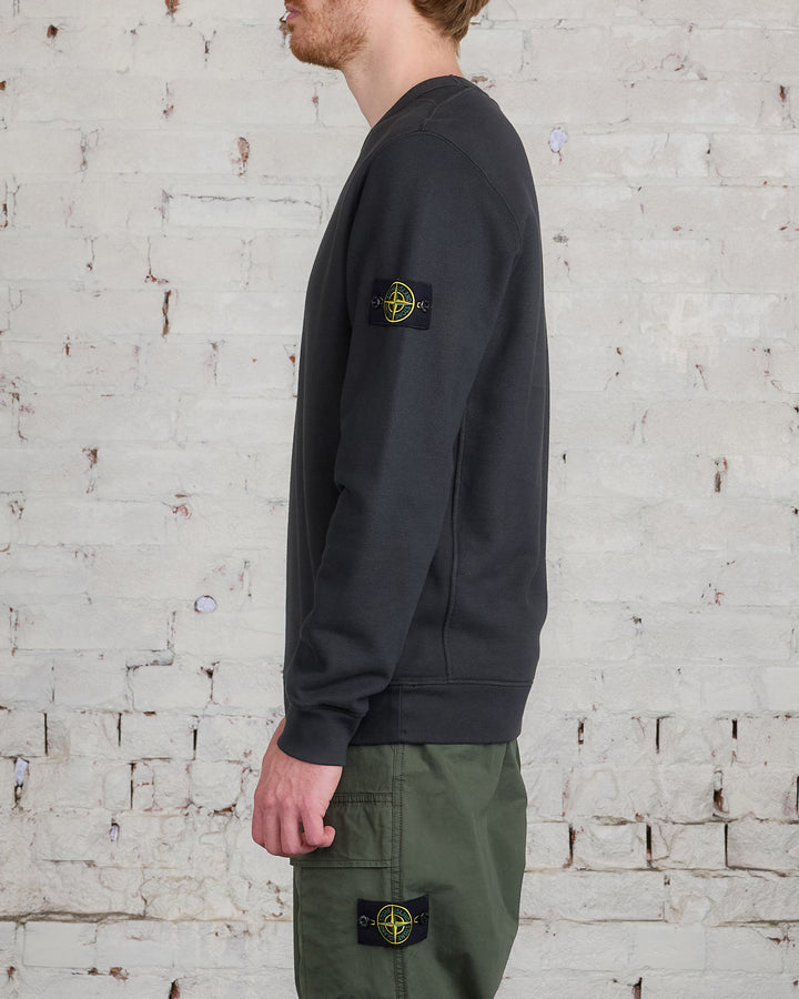 Stone Island Cotton Brush Fleece Crewneck Lead Grey