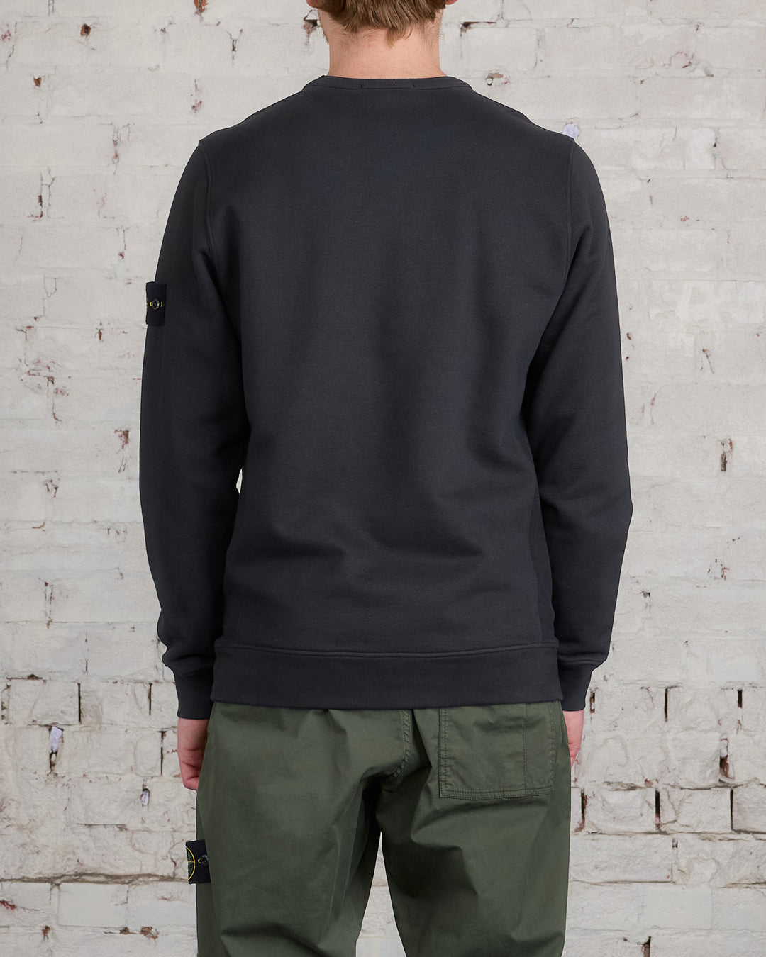 Stone Island Cotton Brush Fleece Crewneck Lead Grey