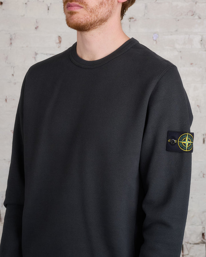 Stone Island Cotton Brush Fleece Crewneck Lead Grey