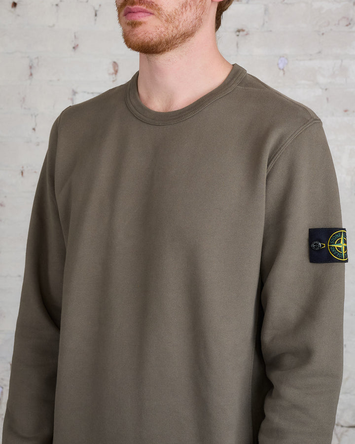 Stone Island Cotton Brush Fleece Crewneck Walnut