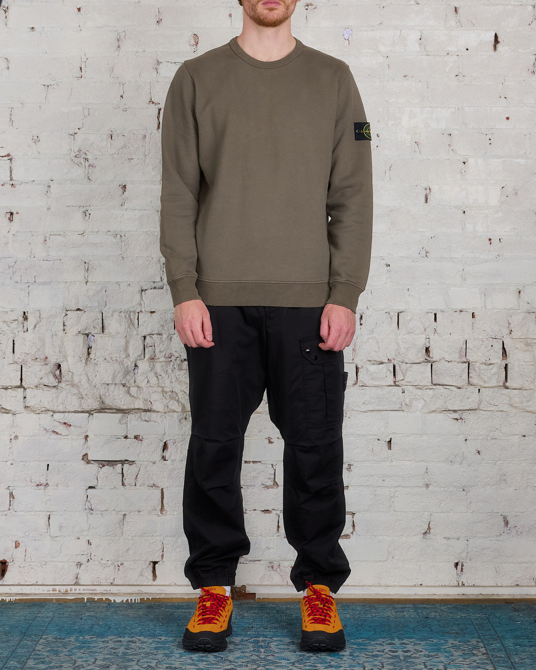 Stone Island Cotton Brush Fleece Crewneck Walnut