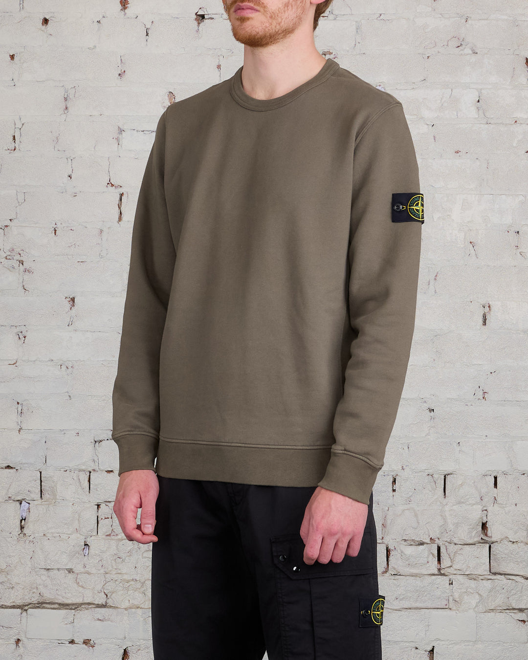 Stone Island Cotton Brush Fleece Crewneck Walnut