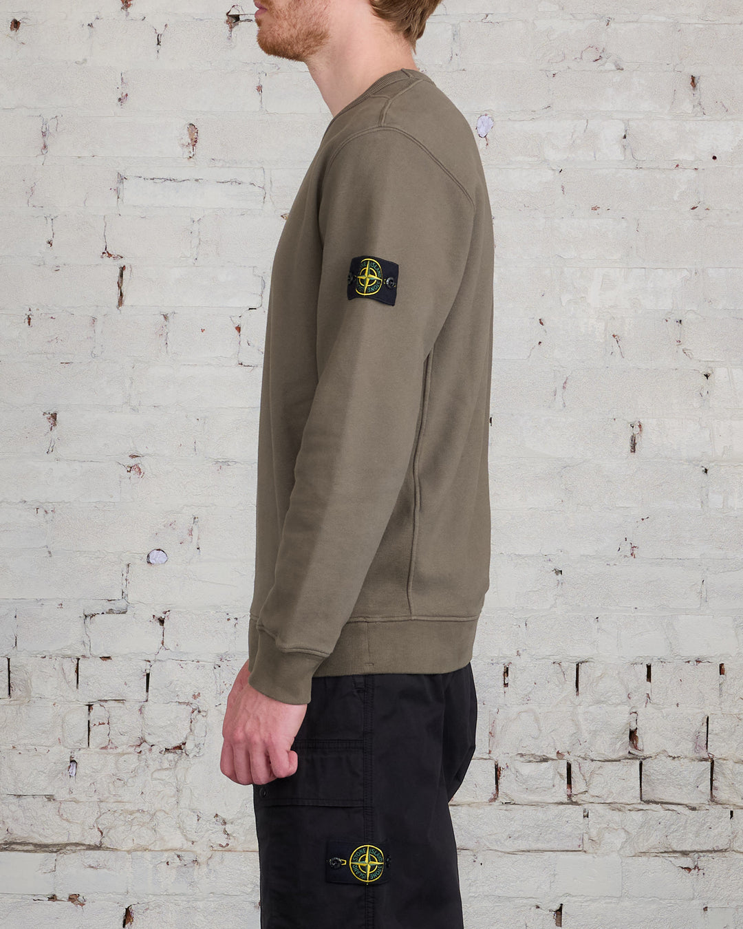 Stone Island Cotton Brush Fleece Crewneck Walnut