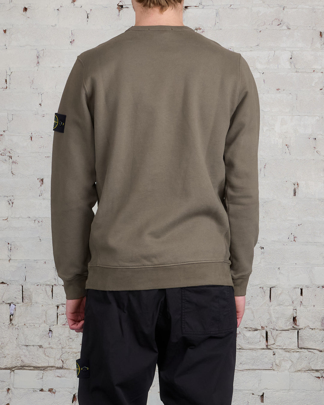 Stone Island Cotton Brush Fleece Crewneck Walnut