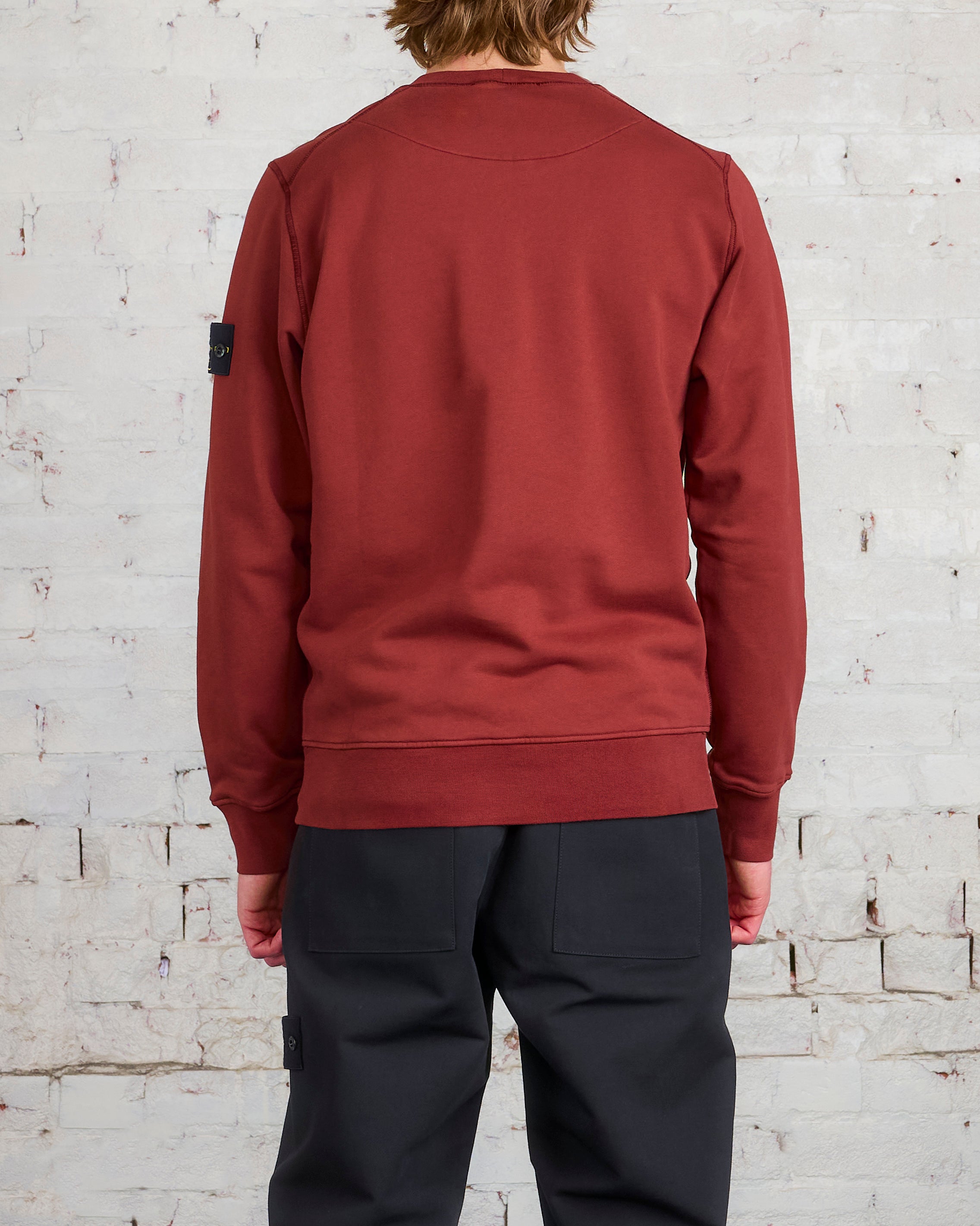 Stone Island Cotton Felpa Crewneck Maroon LESS 17