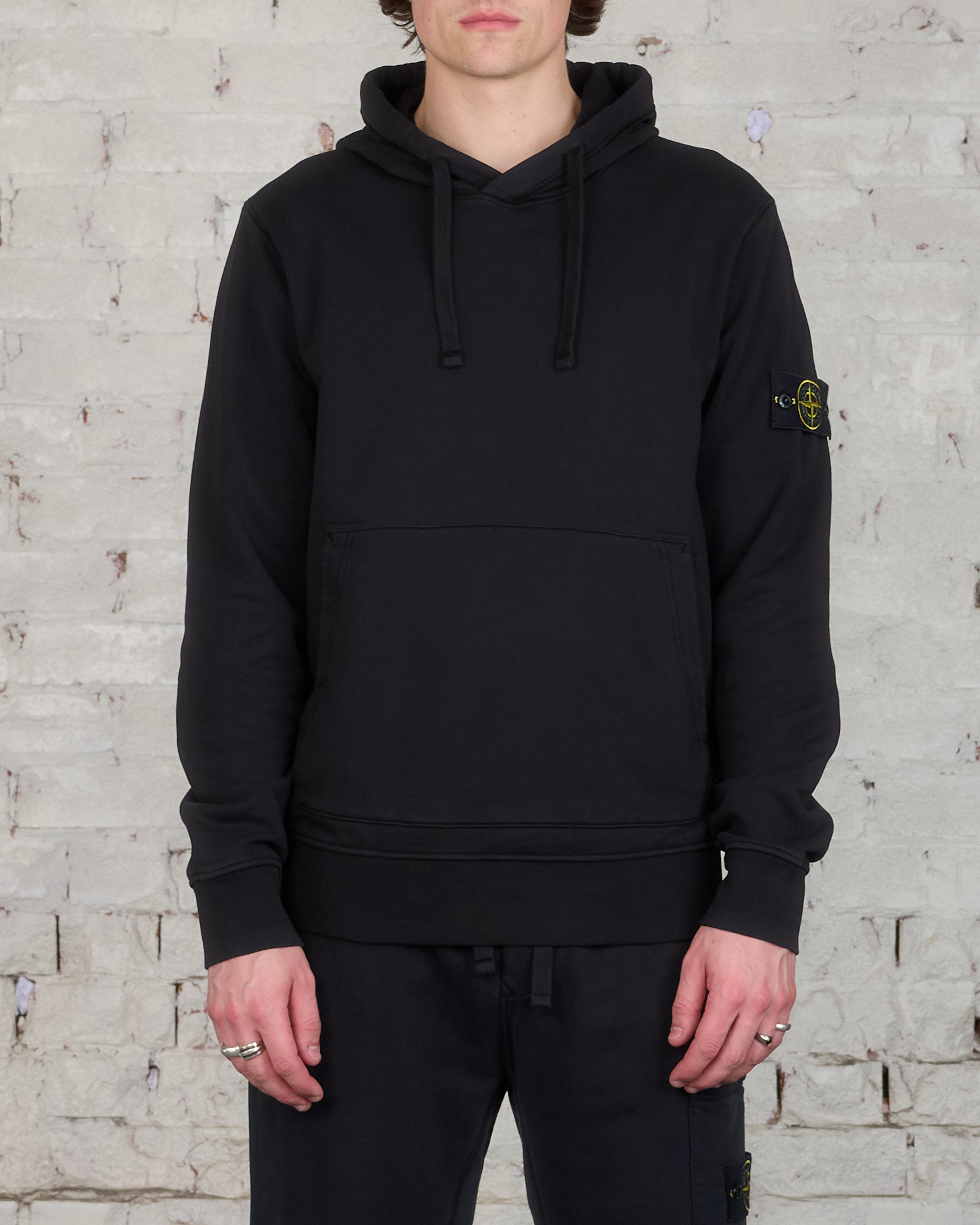 Stone island black outlet hooded sweatshirt