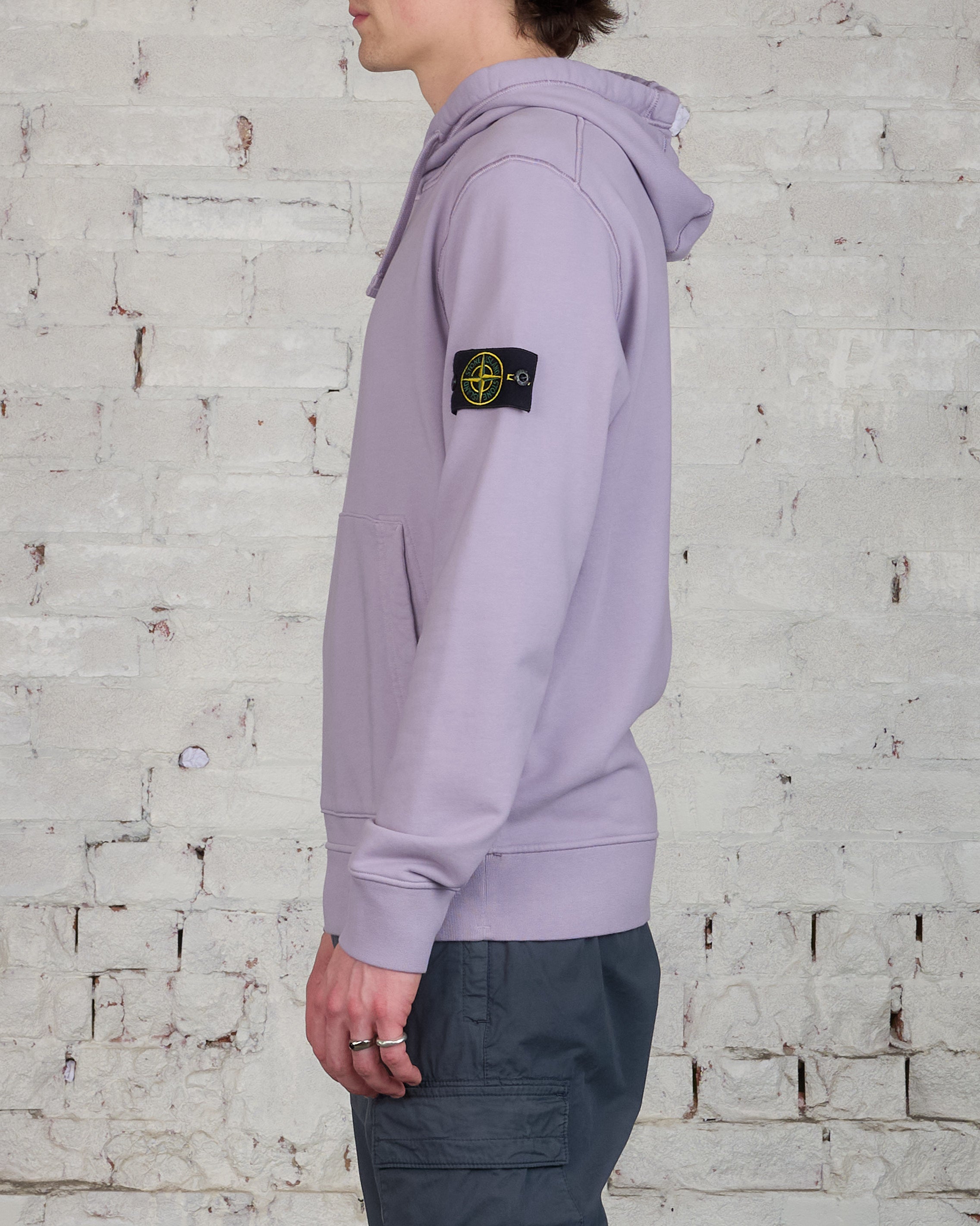 Stone Island Cotton Felpa Hooded Sweatshirt Lavender