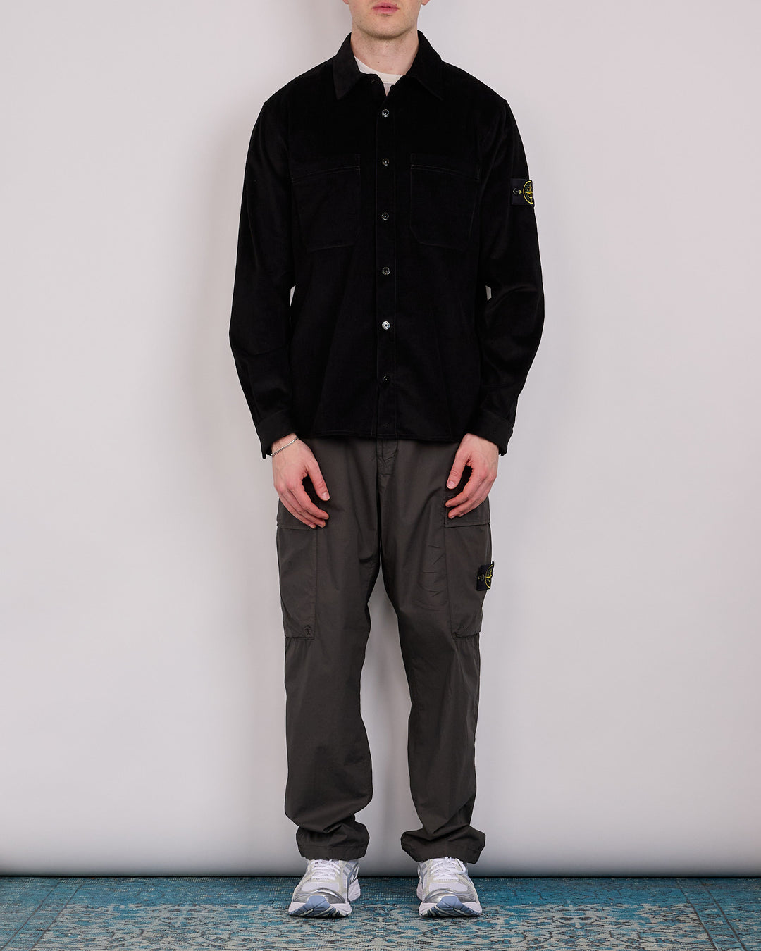 Stone Island Cotton Micro Corduroy Overshirt Black