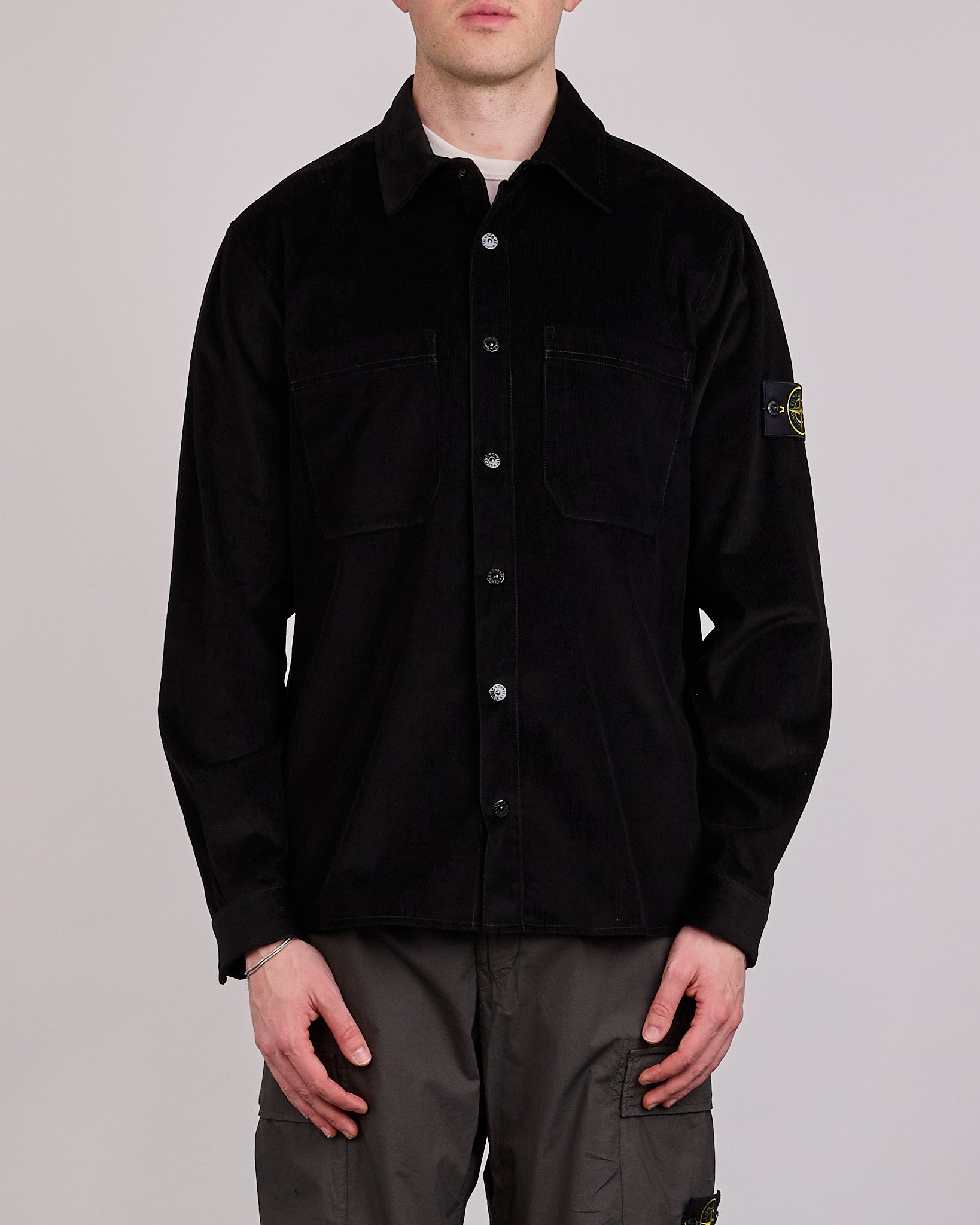 Stone Island Cotton Micro Corduroy Overshirt Black – LESS 17