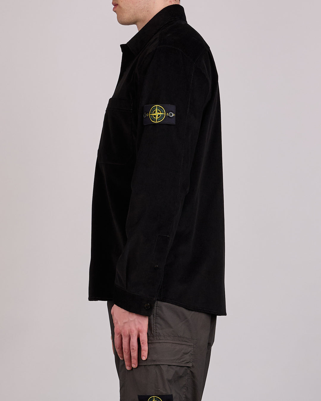 Stone Island Cotton Micro Corduroy Overshirt Black
