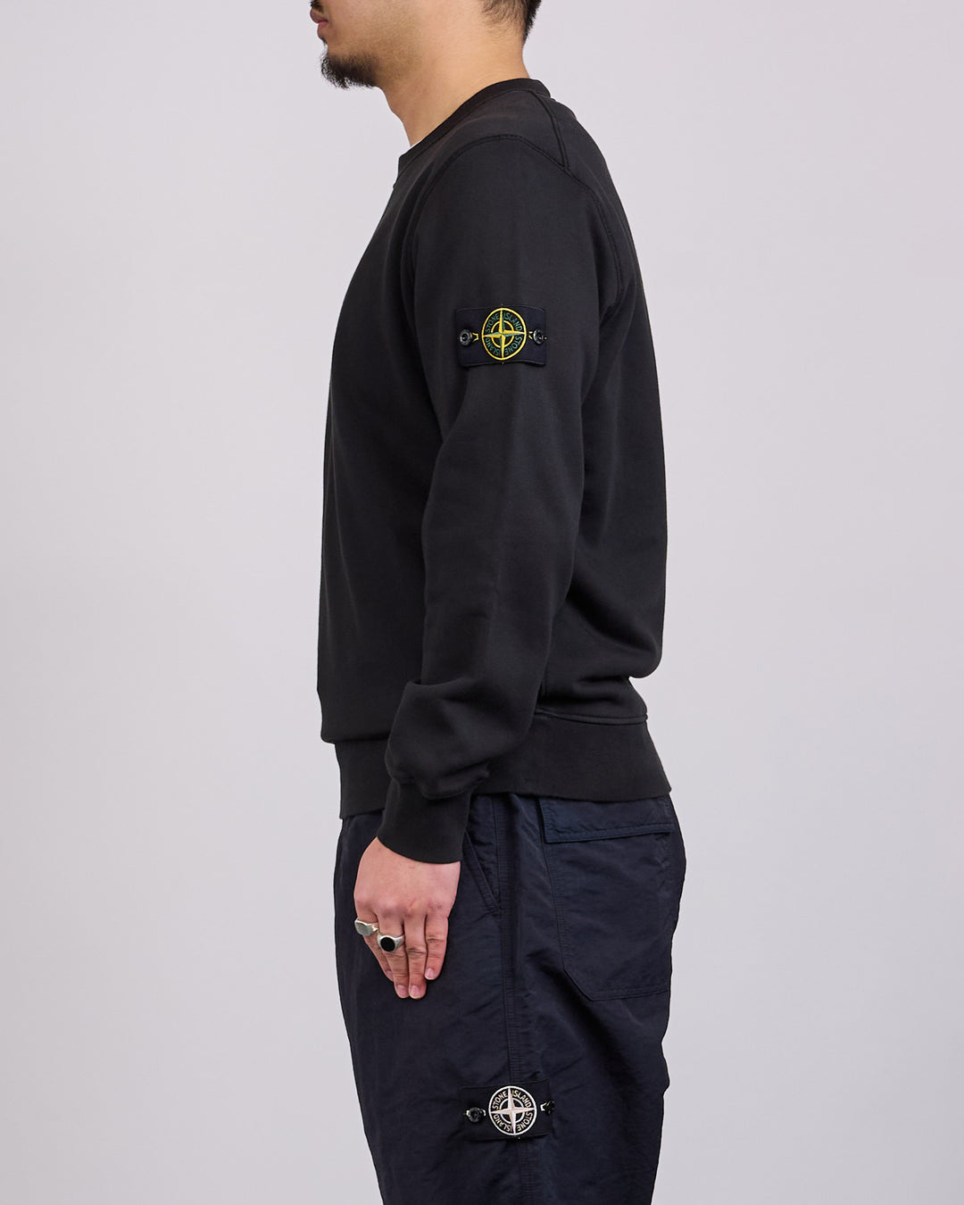 Stone Island Cotton Organic Fleece Crewneck Black