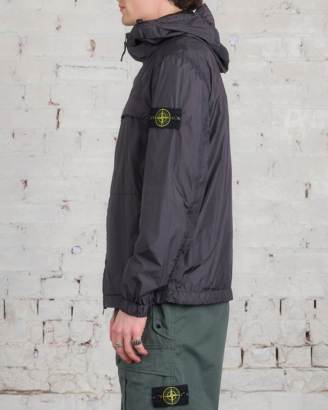 Stone Island Crinkle Reps-R Hooded Zip Jacket Charcoal