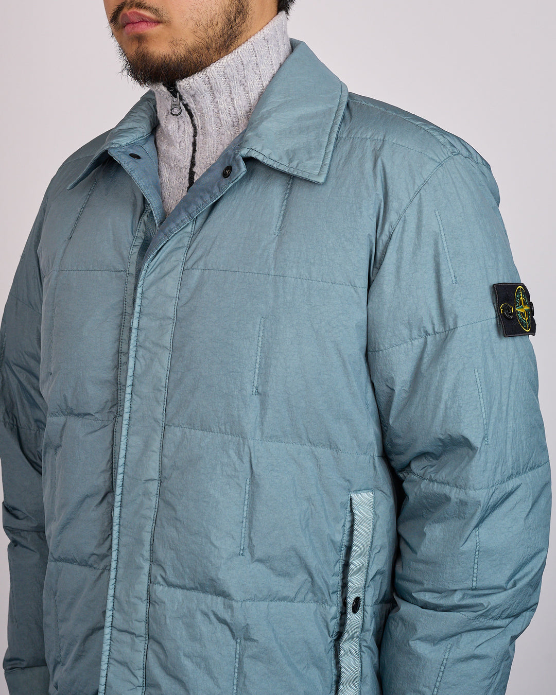 Stone Island Crinkle Reps NY Insulated Jacket Blue Acciaio