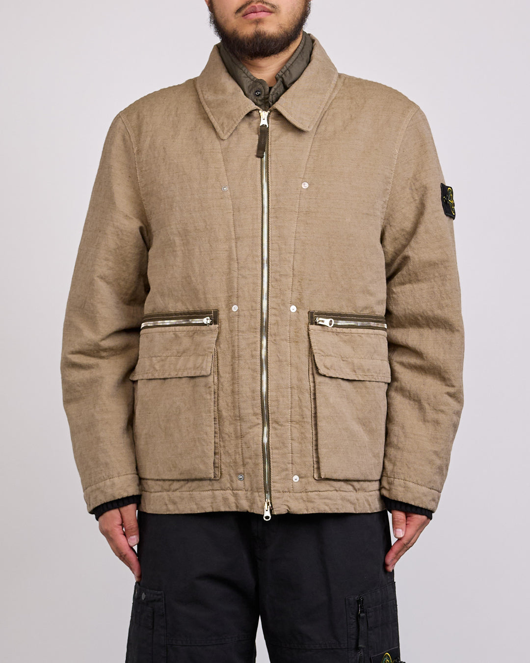 Stone Island Diagonal Cotton Field Jacket Biscuit