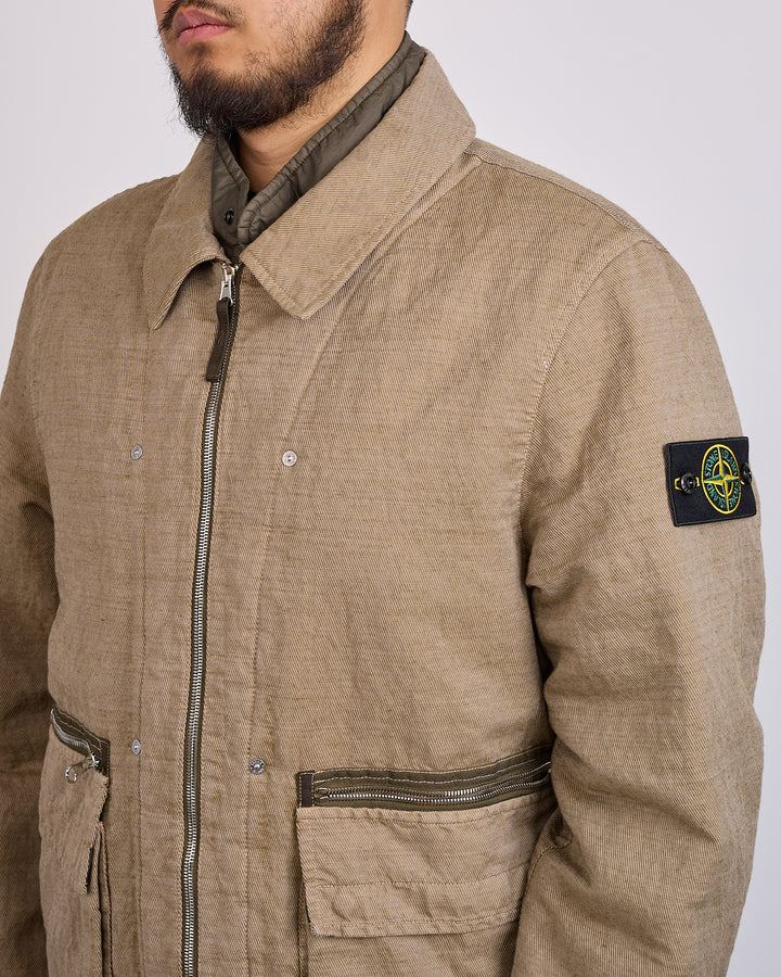 Stone Island Diagonal Cotton Field Jacket Biscuit