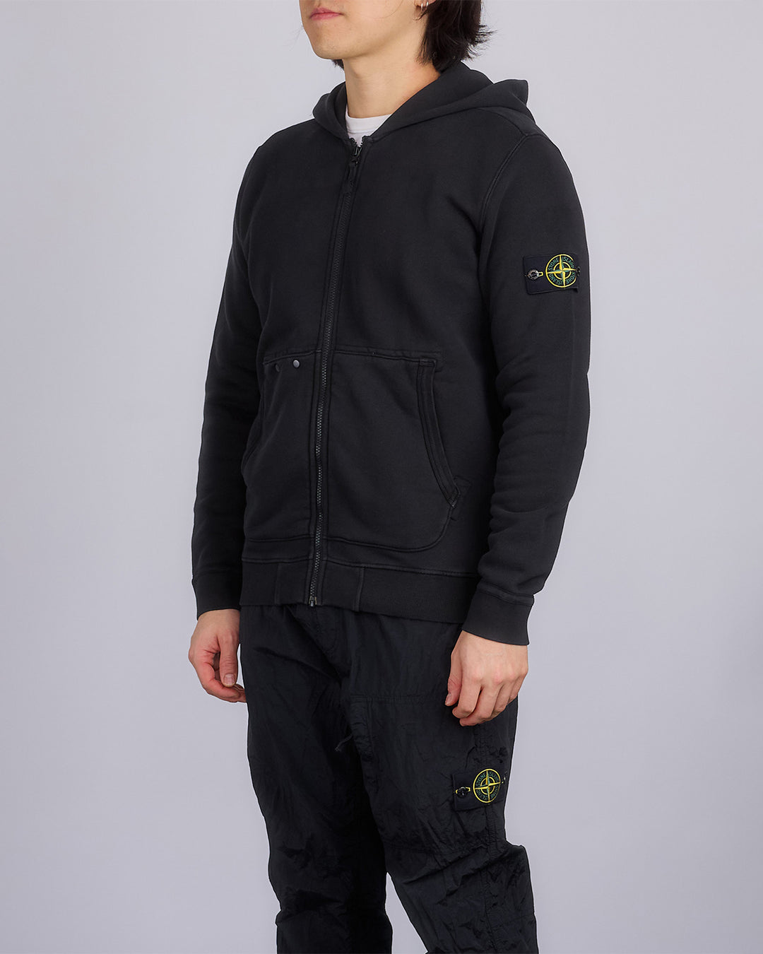 Stone Island Diagonal GD Zip Jacket Black