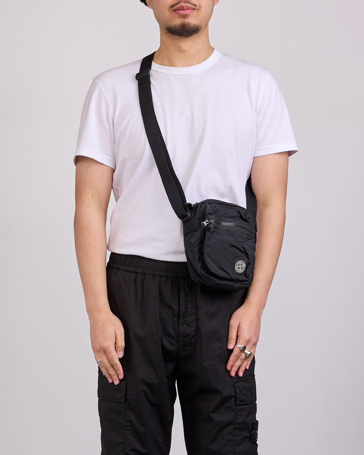 Stone Island Econyl Coated Nylon Metal Crossbody Bag Black