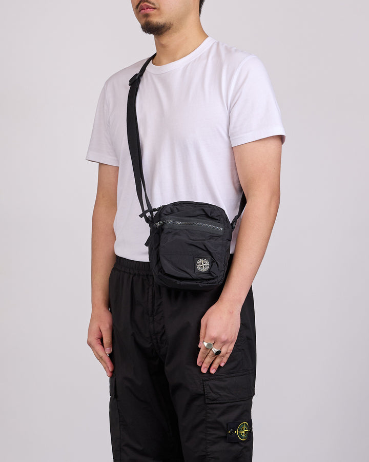 Stone Island Econyl Coated Nylon Metal Crossbody Bag Black