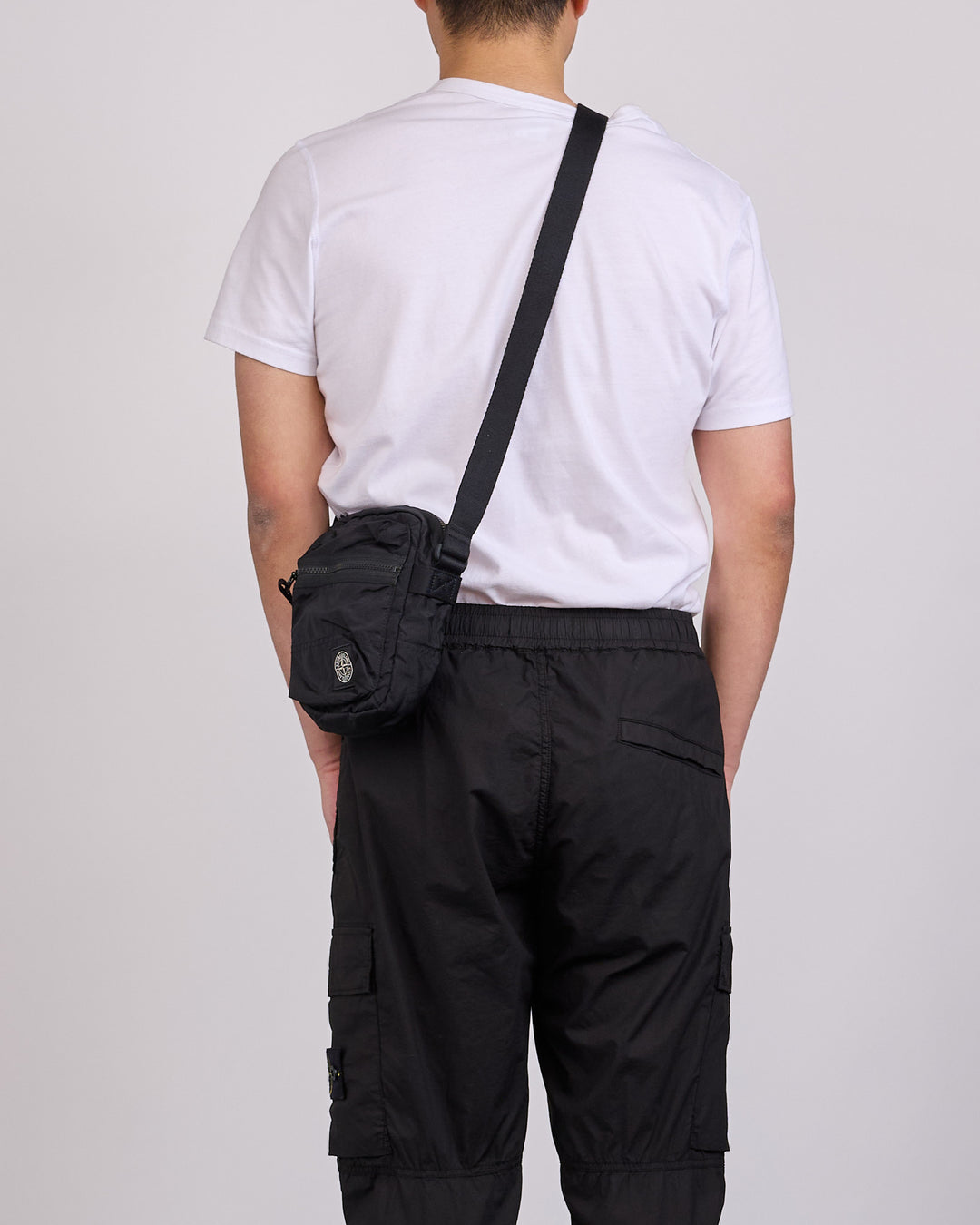 Stone Island Econyl Coated Nylon Metal Crossbody Bag Black