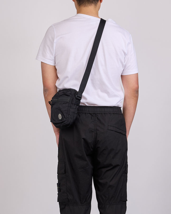 Stone Island Econyl Coated Nylon Metal Crossbody Bag Black