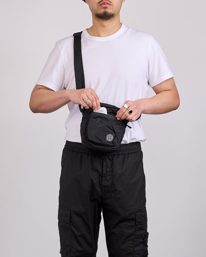 Stone Island Econyl Coated Nylon Metal Crossbody Bag Black
