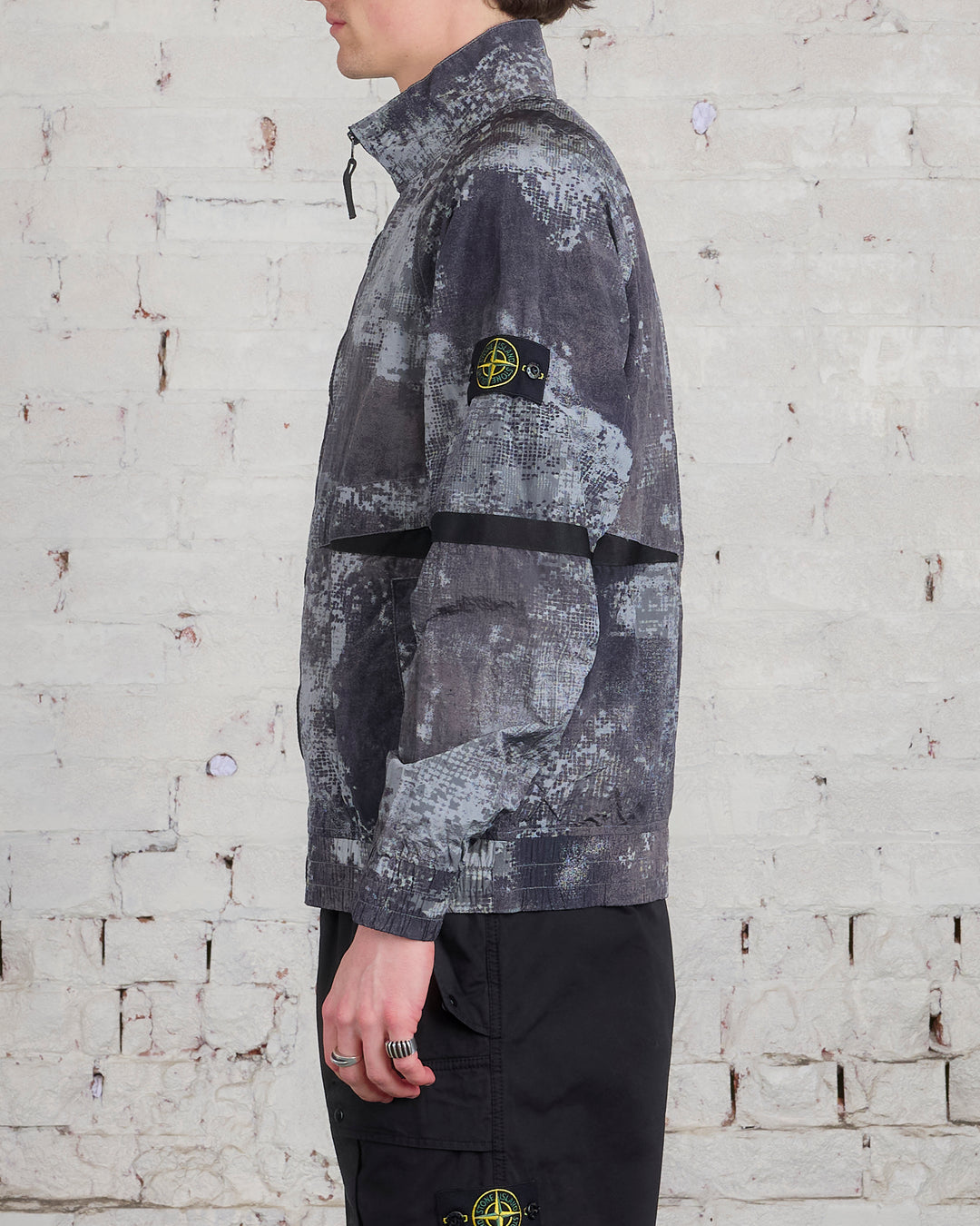 Stone Island Econyl Stand Collar Camouflage Jacket Grey